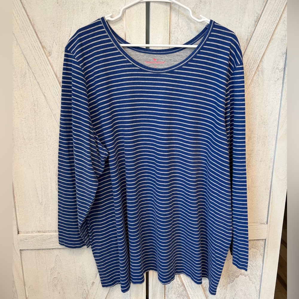 Woman Within Stripe Top Women’s Size 3X 30/32 Blue & White Coastal Comfy Stretch